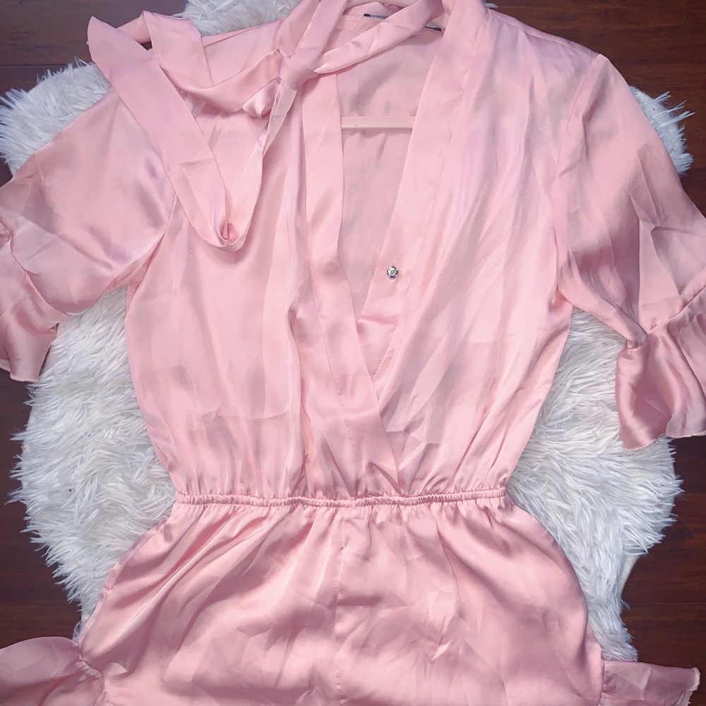 silky pink romper